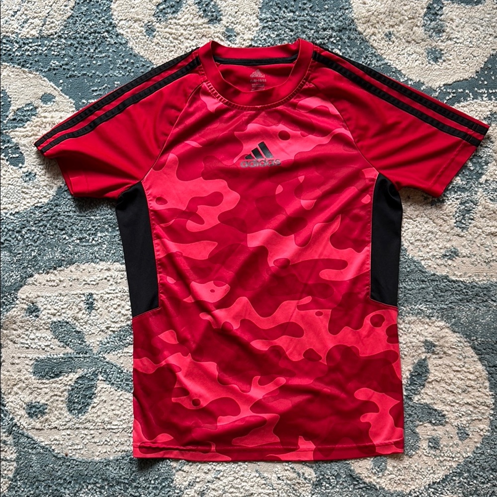 Adidas Red and Black Camo Tee size medium
